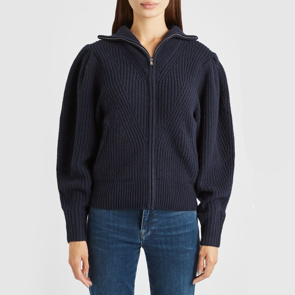 Isabel Marant "Abby" Zip-Front Cardigan in Navy, size 36 (like XS/S)